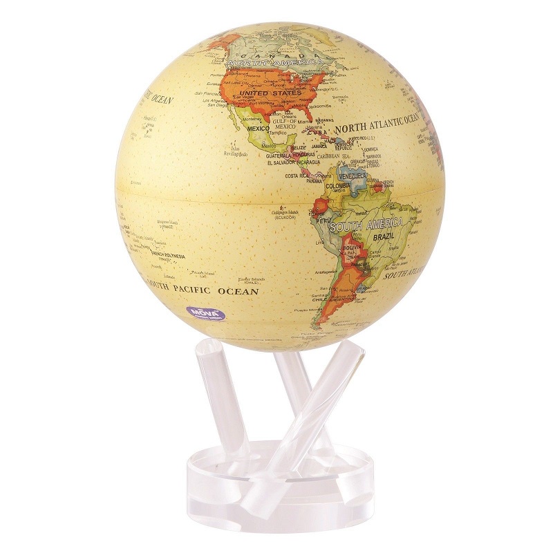 Глобус МОБИЛЕ d12 см с политической картой Мира, цвет бежевый