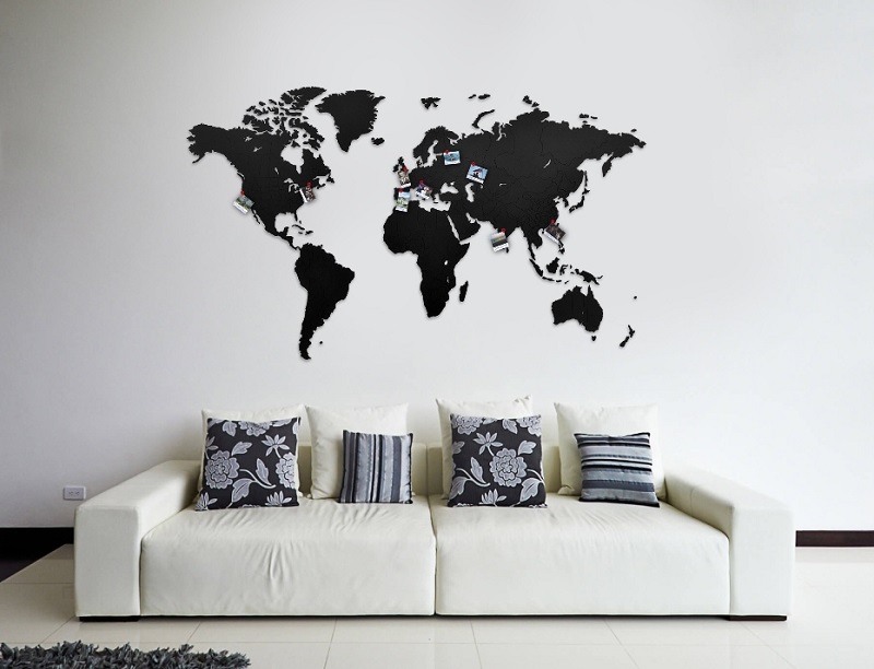 Карта World Map Wall Decoration Black