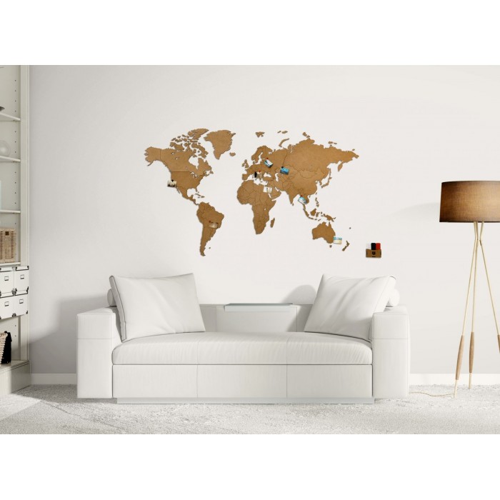 Карта World Map Wall Decoration Brown 130 см х78 см