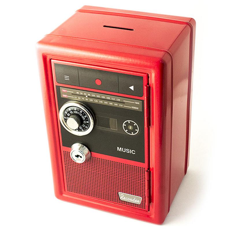 Копилка сейф с ключом Радио-ретро (красный)