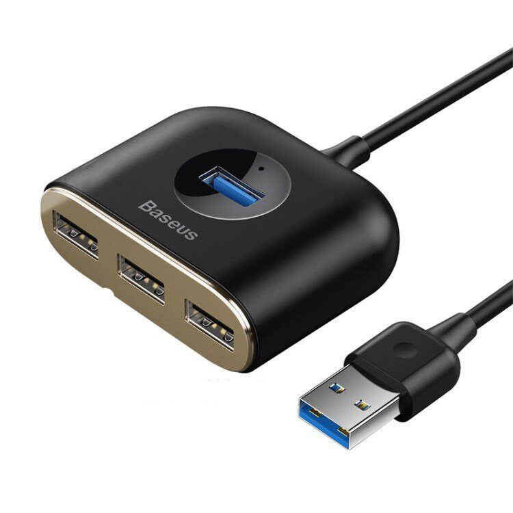 Адаптер USB HUB «Baseus Square Round 4 in 1 USB Hub Adapter 4USB/1MicroUSB», черный