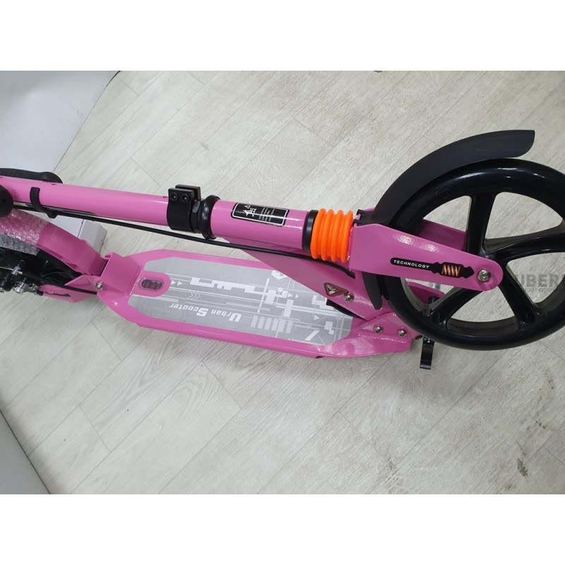 Самокат с амортизаторами Scooter Urban с дисковым тормозом, розовый ...