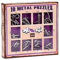 Набор из 10 металлических головоломок (фиолетовый)