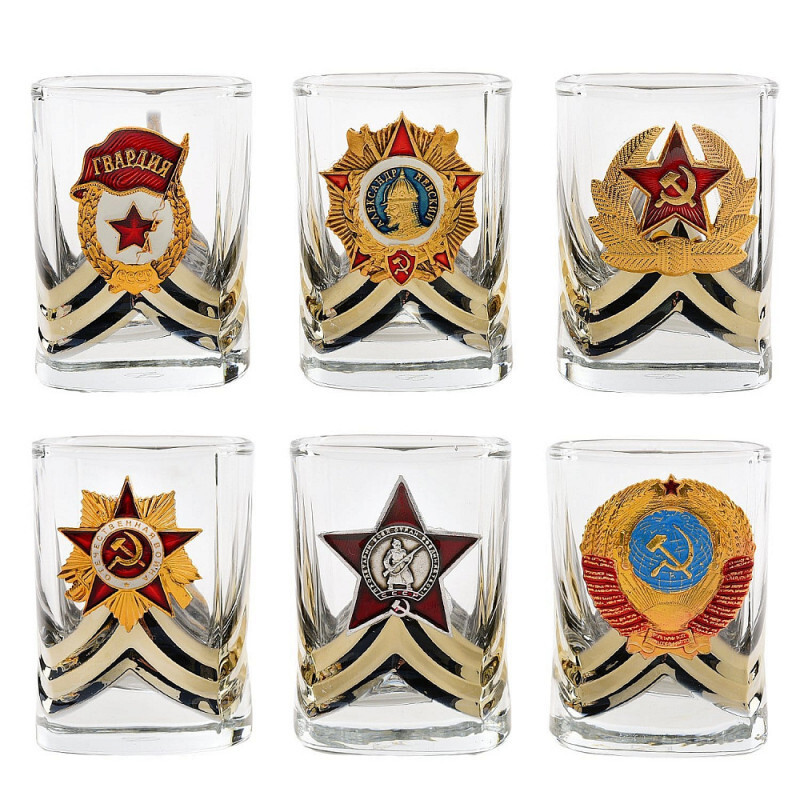 Набор из 6-ти стаканов для виски «Патриот» с эмблемой СССР